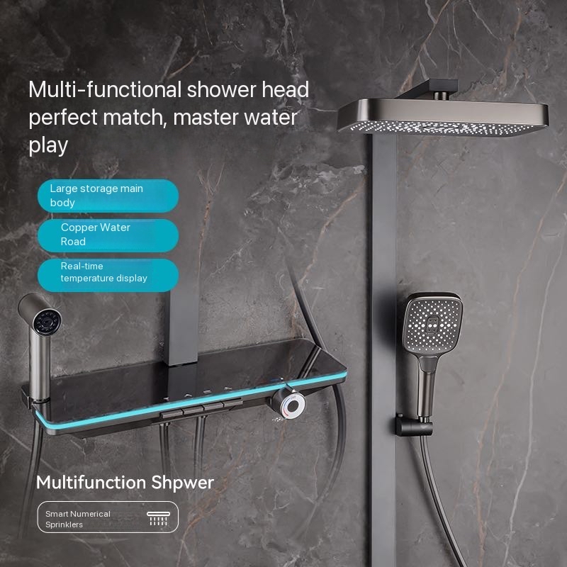 Nozzle Brass - Ensemble complet de douche gris avec