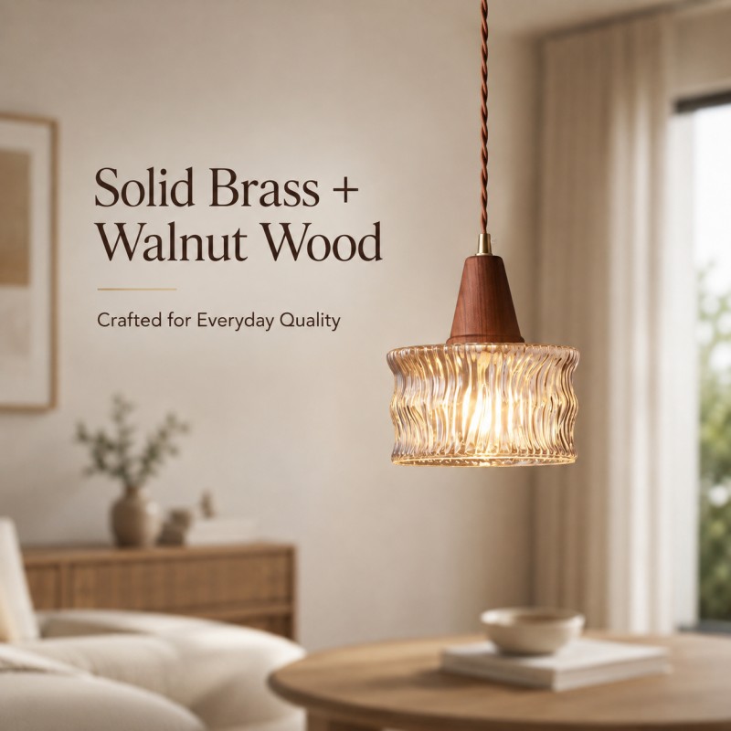 Bltouch - Luminaire suspendu en verre et bois